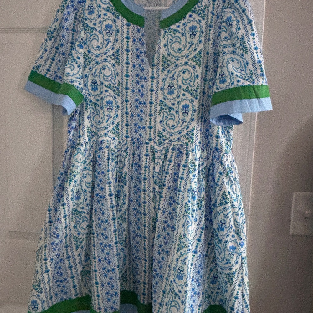 Entro Blue and Green Patterned dress